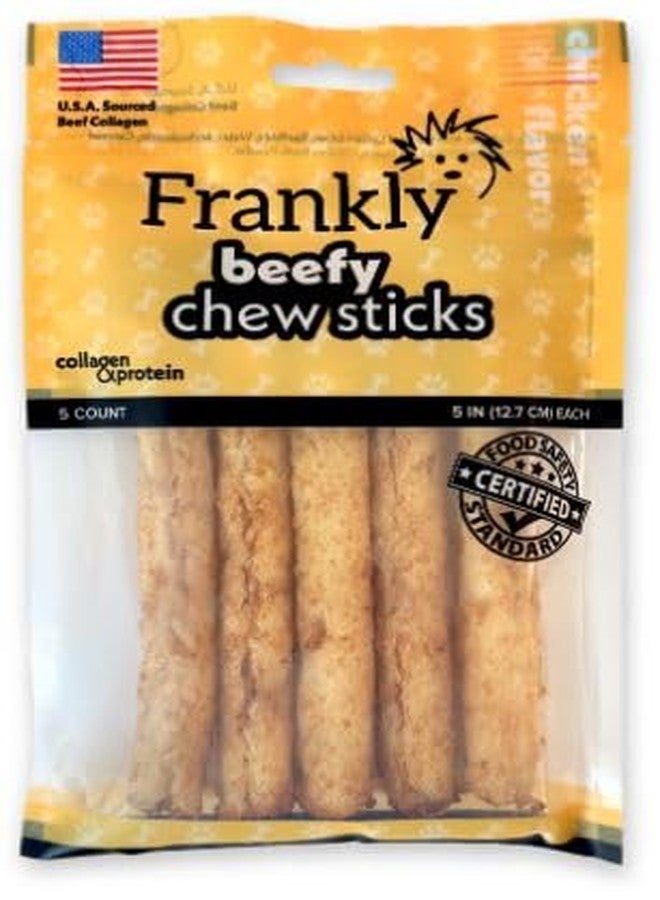 Frankly Pet Original Chicken Flavored Beefy Chew Sticks for Small to Medium Dogs - High Protein Collegen Packed - Healthy Dog Treat - Made in The U.S.A. - 5 Count 5" Stick (8807) - Image 1